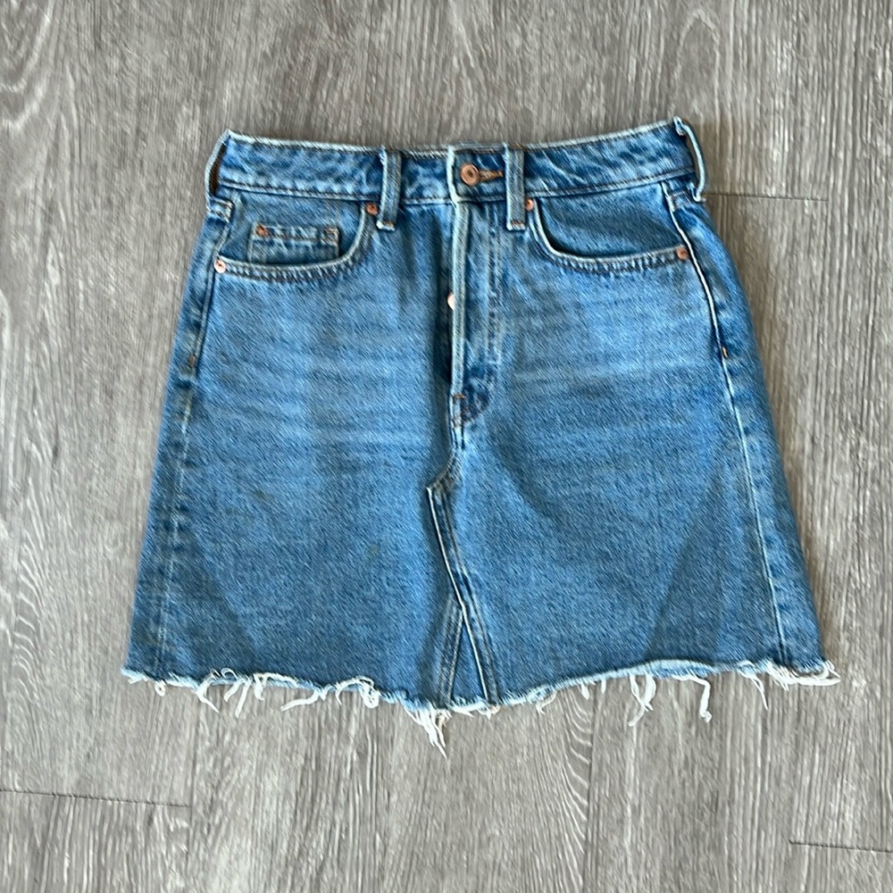 High Rise Button Up Denim skirt
